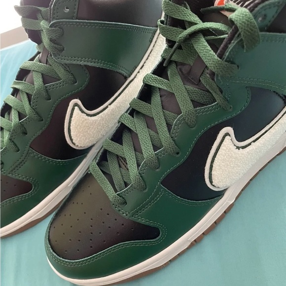 Nike Dunk High Retro Chenille Swoosh University Gorge Green - Picture 4 of 4